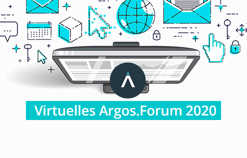 Grafik Argos.Forum 2020 - gezeichneter Bildschirm mit digitalen Symbolen